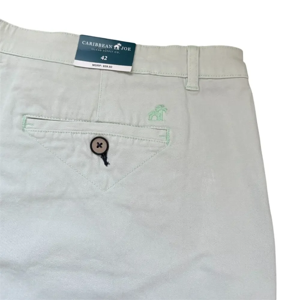 Caribbean Joe Shorts Mens Chino Aqua Size 42 Cotton Golf Stretch Comfort - Picture 4 of 7